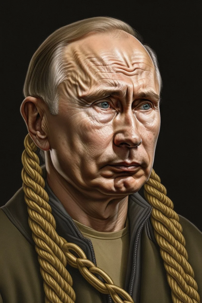 4K full realism, Vladimir Putin with a rope around his neck