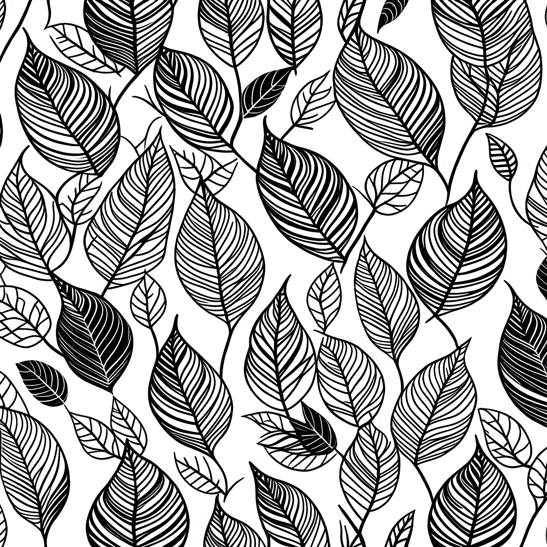 leaf pattern simple design black on white background vector