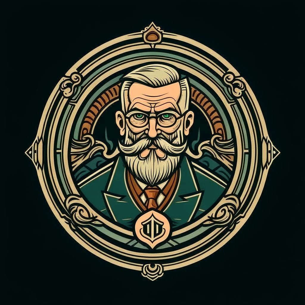 professor balthazar in a style of logo