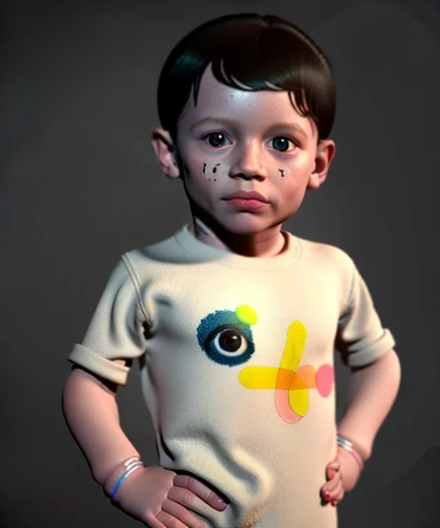 Pablo picasso toddler, full body, dramatic lighting, hyper realistic