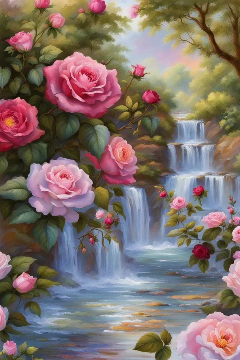 Trés belles roses, rainbows, beautiful colors gardens , flowers, cascades