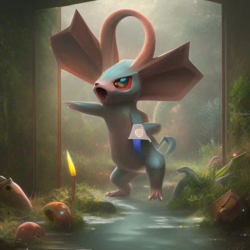 Mystery pokemon,Ambiance dramatique, hyperrealisme, 8k, high quality, lot of details, fit within portrait