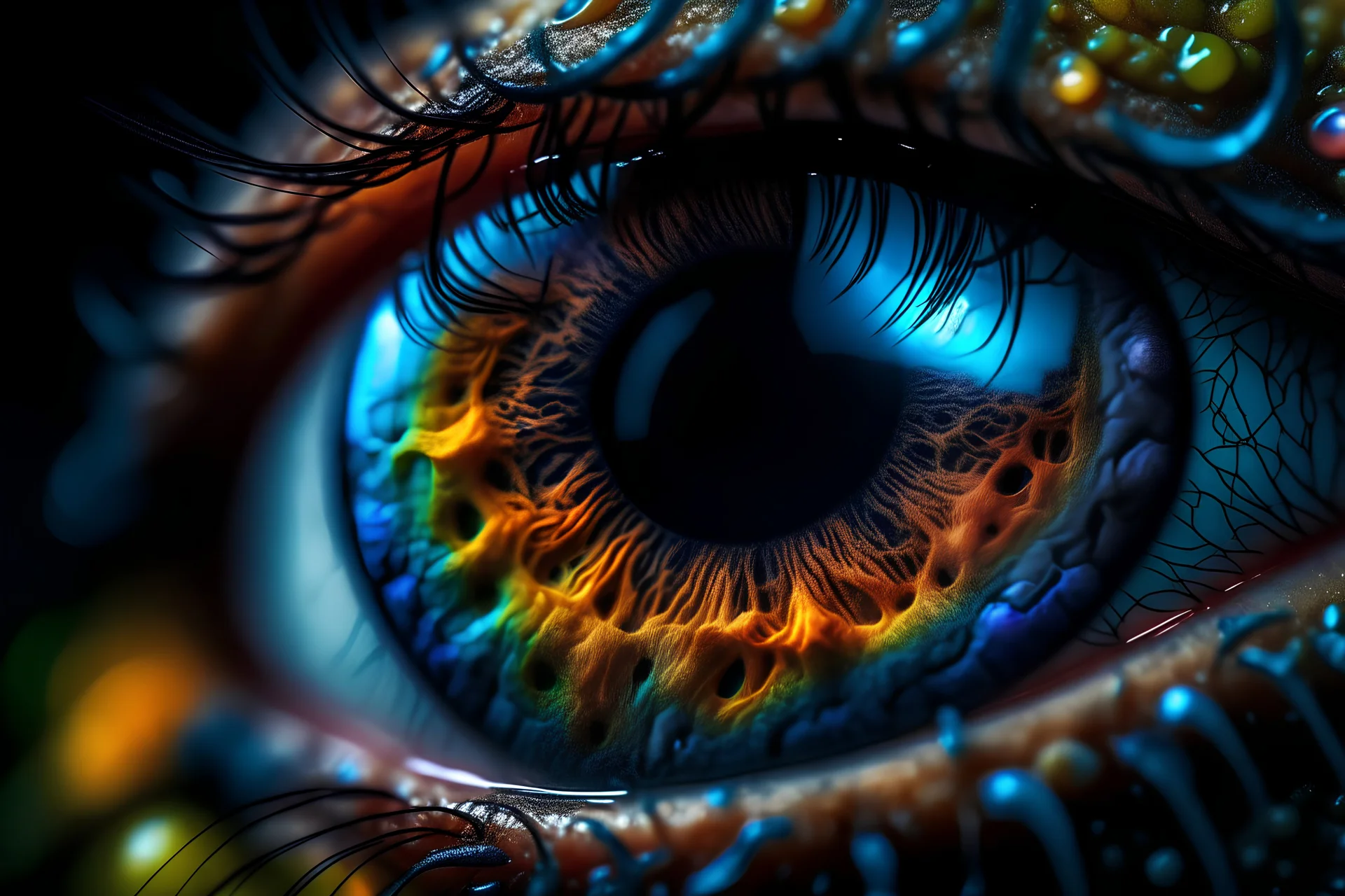 universe in eyes, intricate, 8k, macro photography