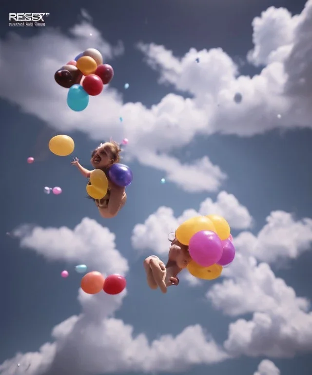 Ultra realistic speed clouds sky scene, wide angle view, strong men falling down with many Childs background, circus dress style, feather color, free jumping flying, many trinkets, hair monster, many jelly beans, balls, color smoke, smile, happy, extreme, wind, clouds sea, 20,000 feet altitude, stratosphere, soft color, highly detailed, unreal engine 5, ray tracing, RTX, lumen lighting, ultra detail, volumetric lighting, 3d, finely drawn, high definition, high resolution.