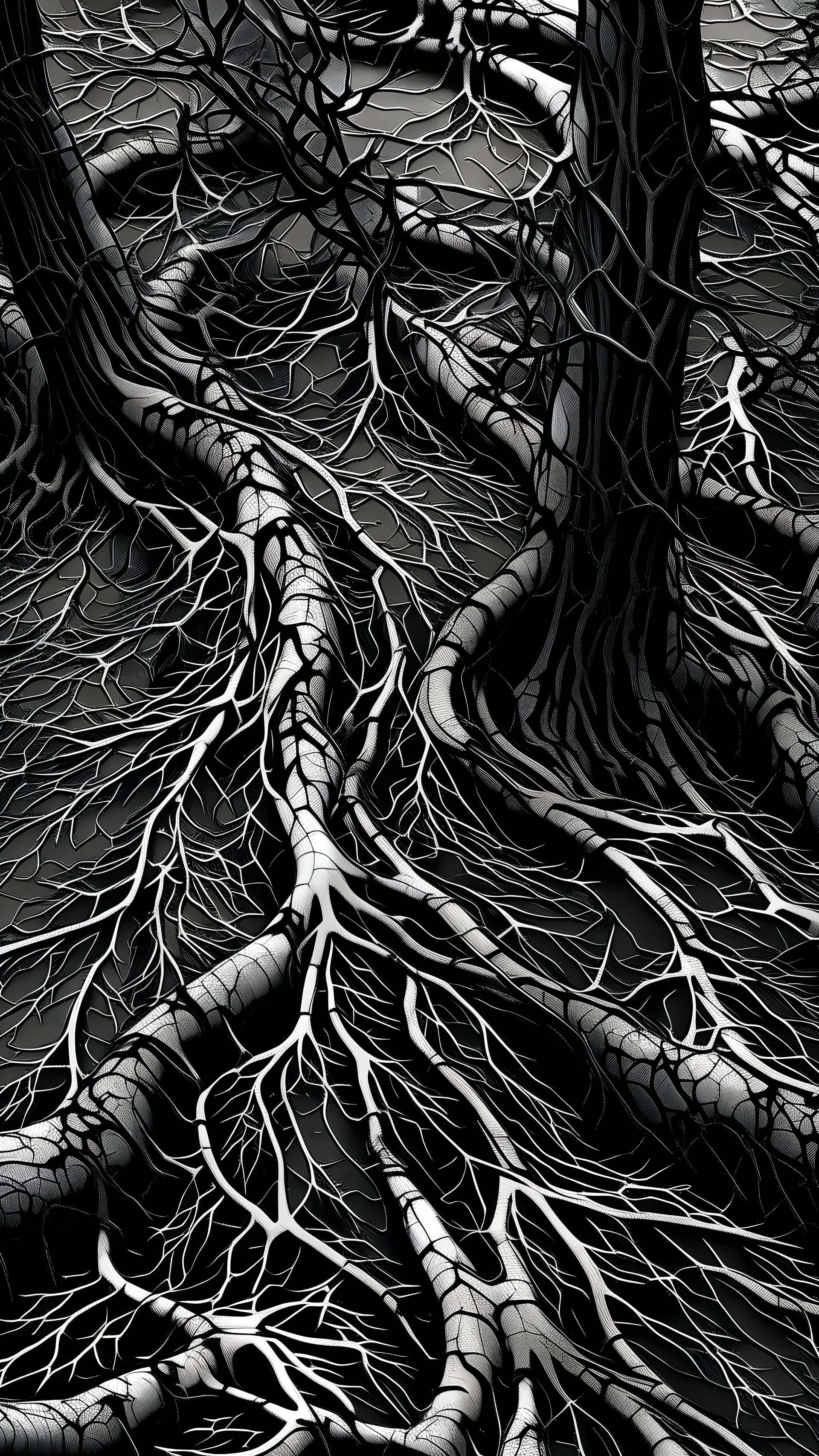 black vein, human veins, mixing together a lot of them, like a forest, big and small veins a lot of them