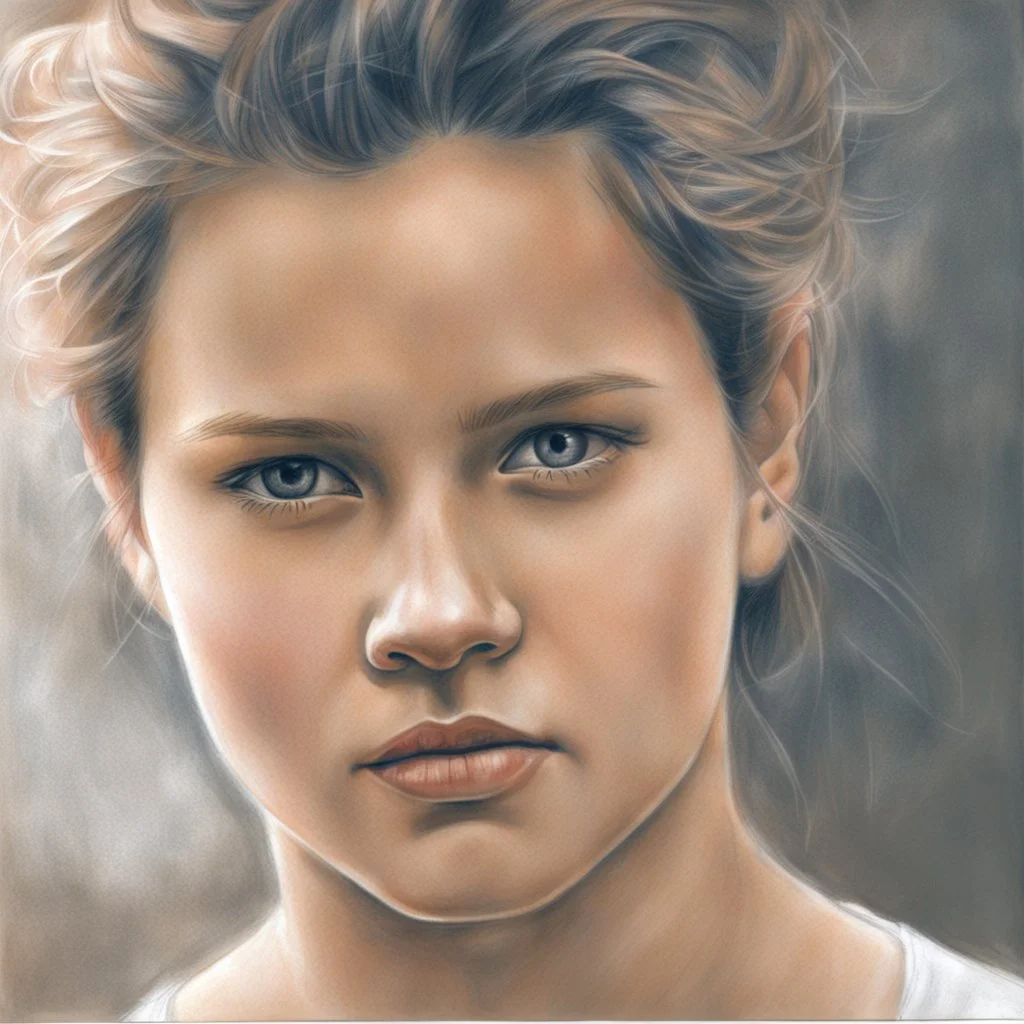 dibujo en grafito de joven hermoso adolecente, mirada seria