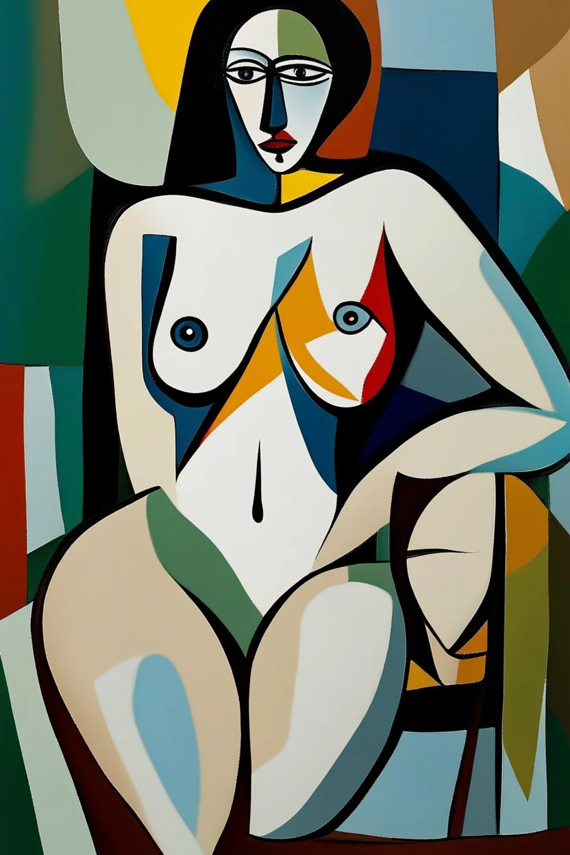 abstract paint pablo picasso nude woman, oil on table, face