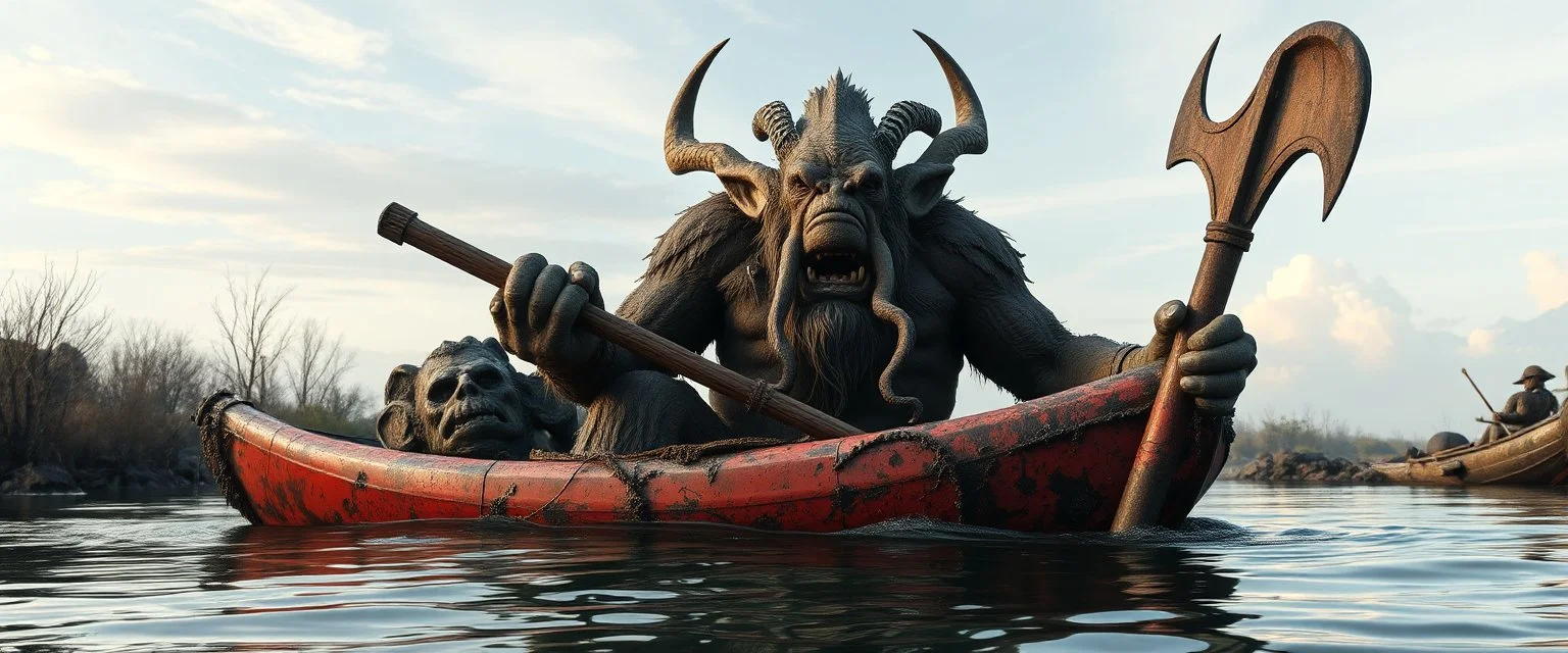 ancient ogre troll i kayak