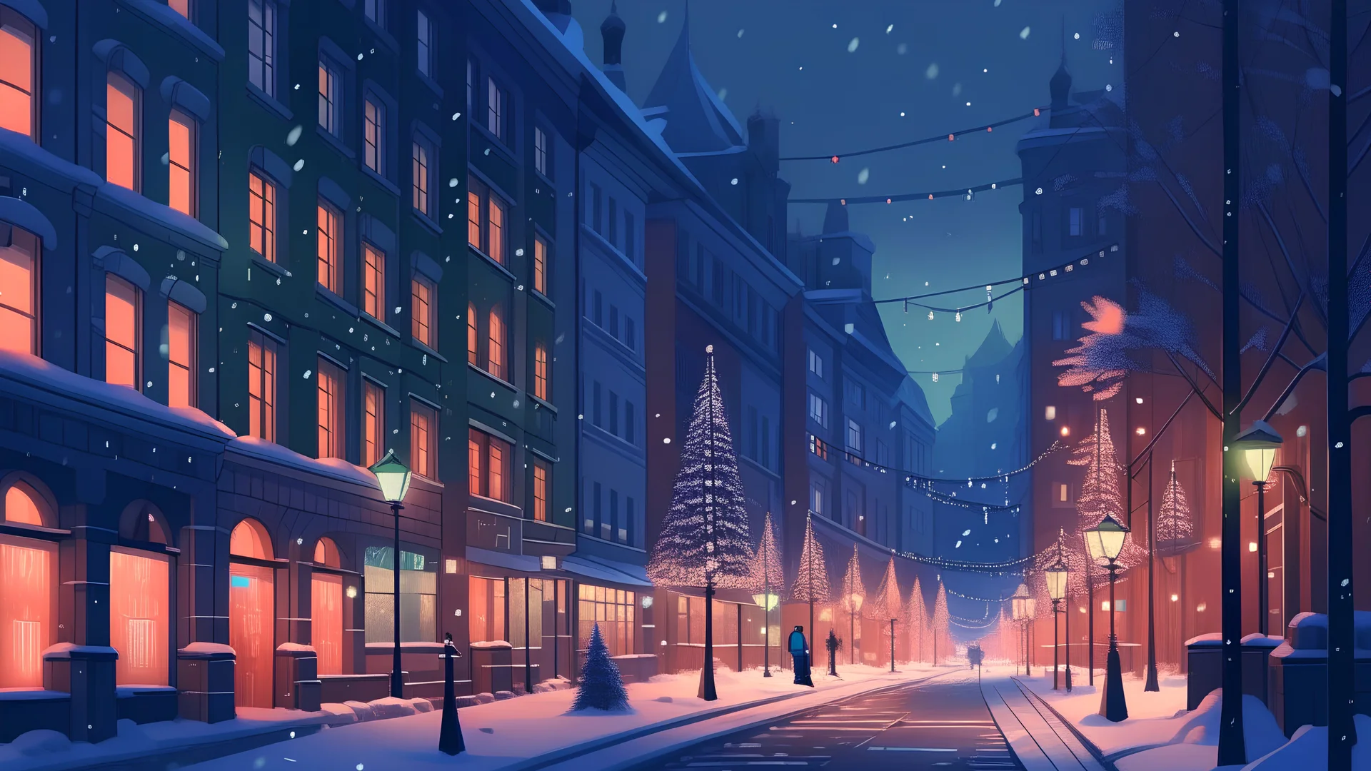 christmas street in the city Generative AI