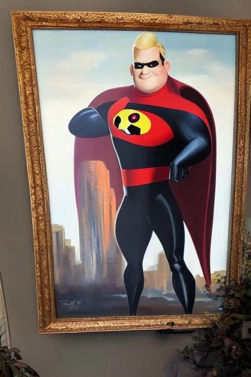 Full body portrait, painting, medium shot lady style of The Incredibles