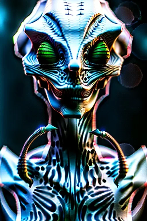 full bodied ghostly alien, 8k, finely detailed, photo realistic.