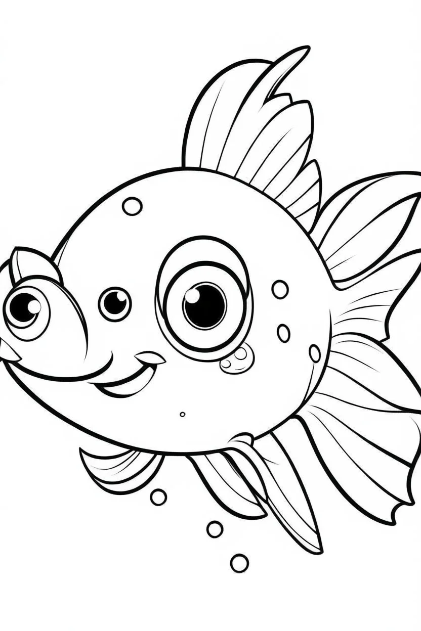 coloring page for kids, fish, cartoon style, thick outline, low details, no shading, no color