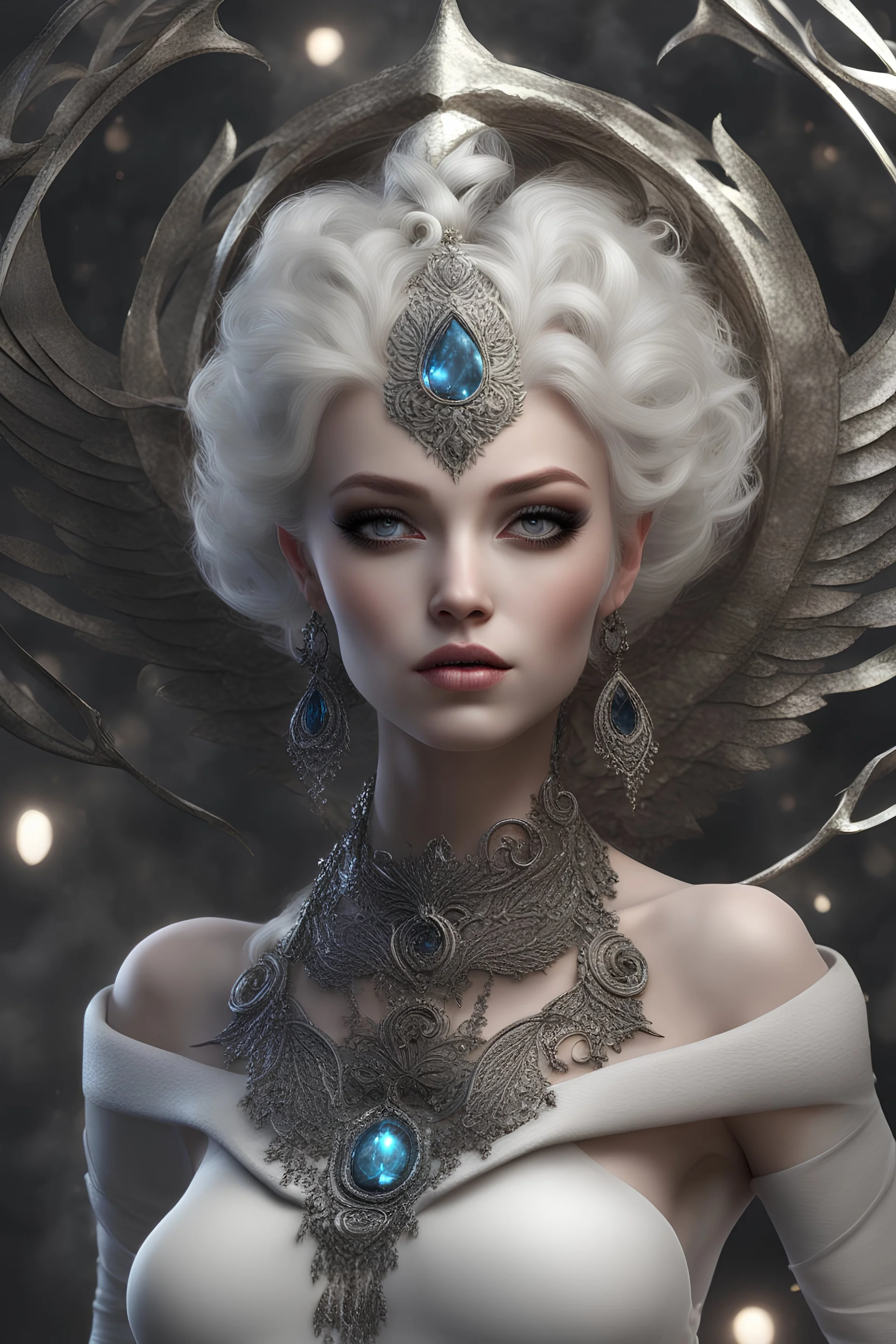 An amazing creature, incredibly cute appearance with a hellishly evil soul, in the style of good and evil, demonangel mythiccore, white mysticcraft, luminosity of background, fallingcore, hyper realistic and hyper detailed, stunning composition, hyper emotional, epic cinematic lighting, 32k UHD resolution, made by daz3d, DamShelma