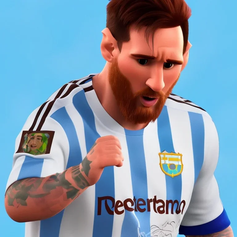 perfect face lionel messi happy, highly detailed, wearing Argentina