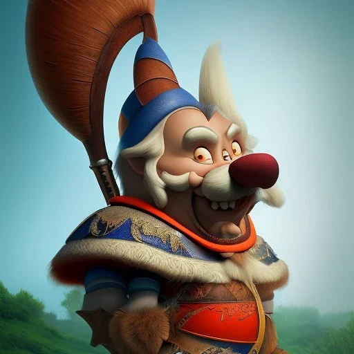 A portrait of Asterix the galian, 3d, small man, high detail, symbols