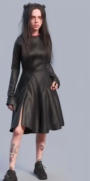 Billie Eilish, black dress, high detail