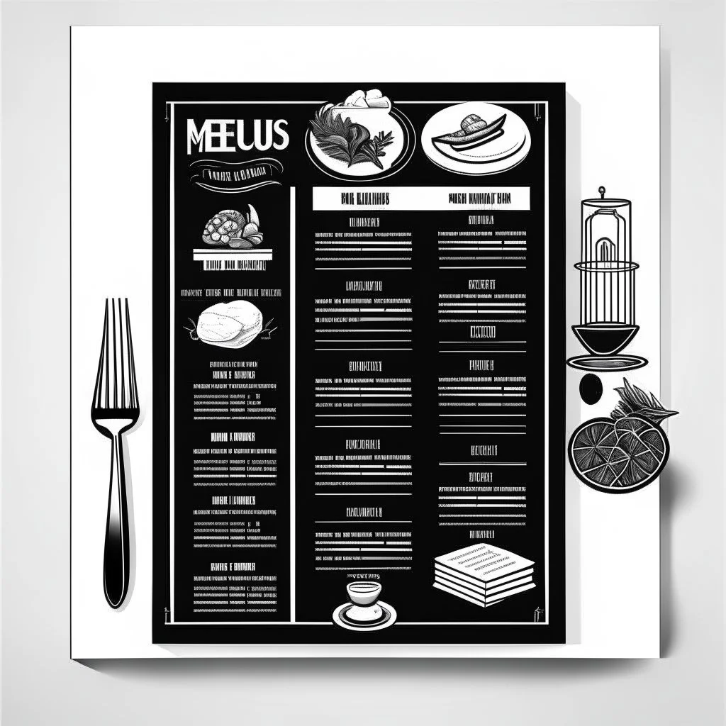 restaurant menu vector white and black