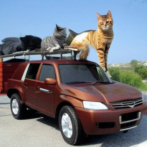 Car transporter from hell with cats