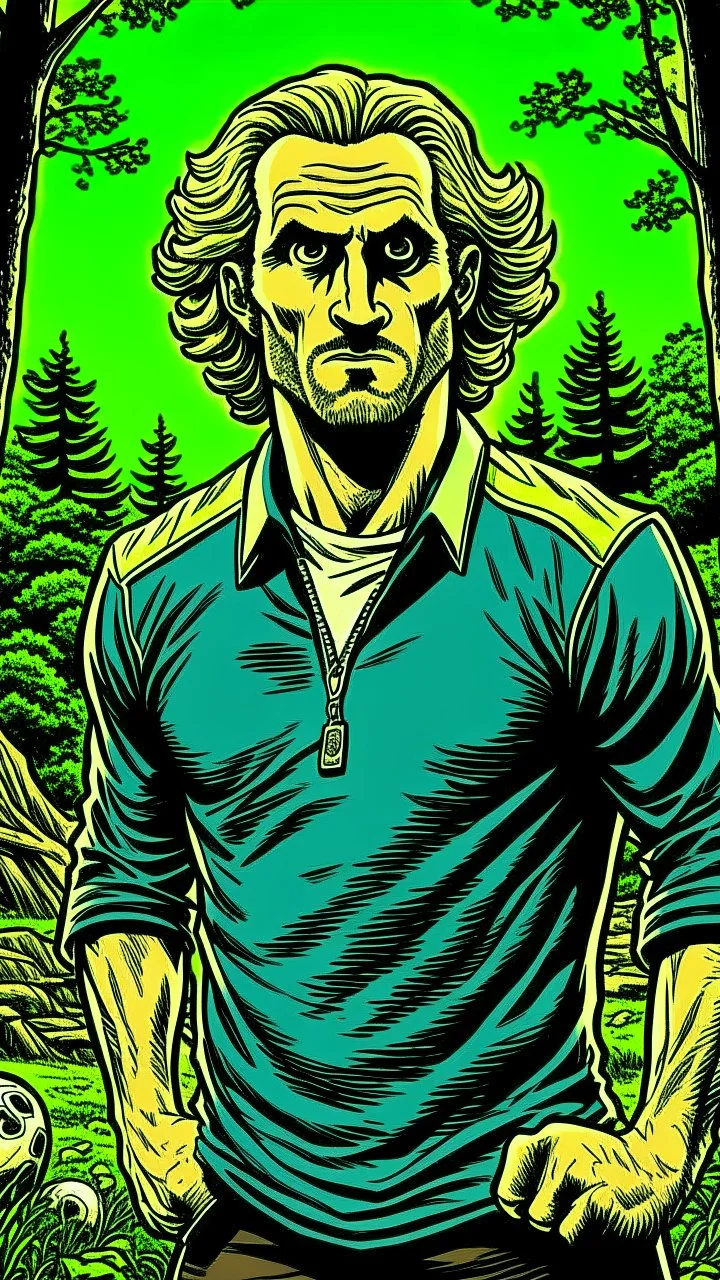 Diego Forlan Football soccer player posing. Dark detective comic watchmen. Paranormal house woods.