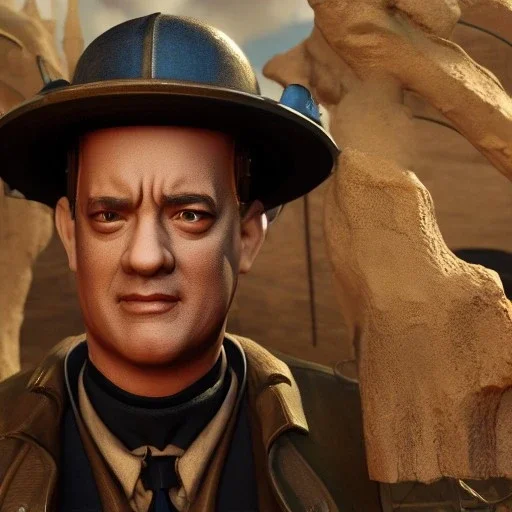 Tom Hanks steam punk character very detailed cinematic unreal engine photo realistic