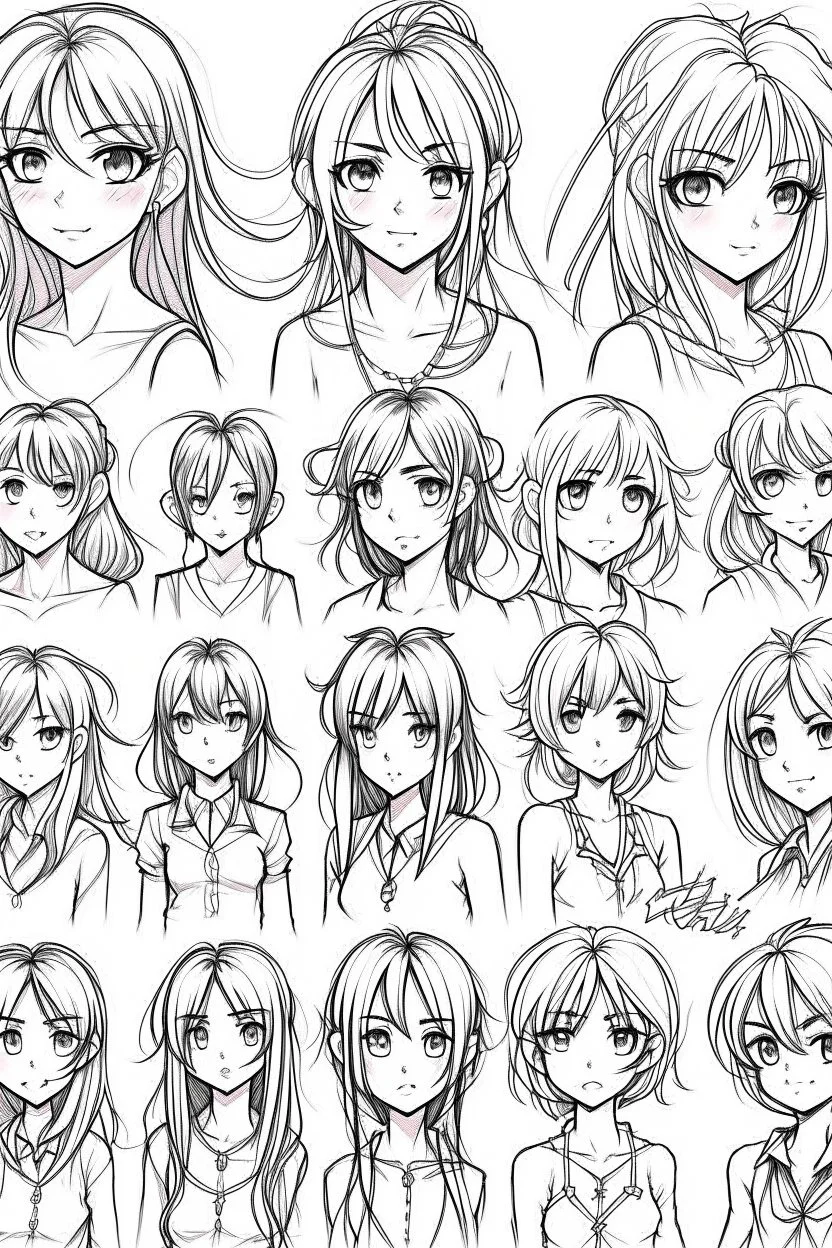 Anime character drawing sketches