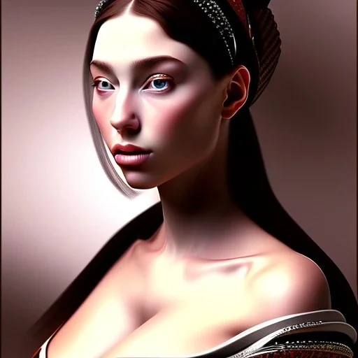 Portrait of a beautiful busty woman Caravaggio style