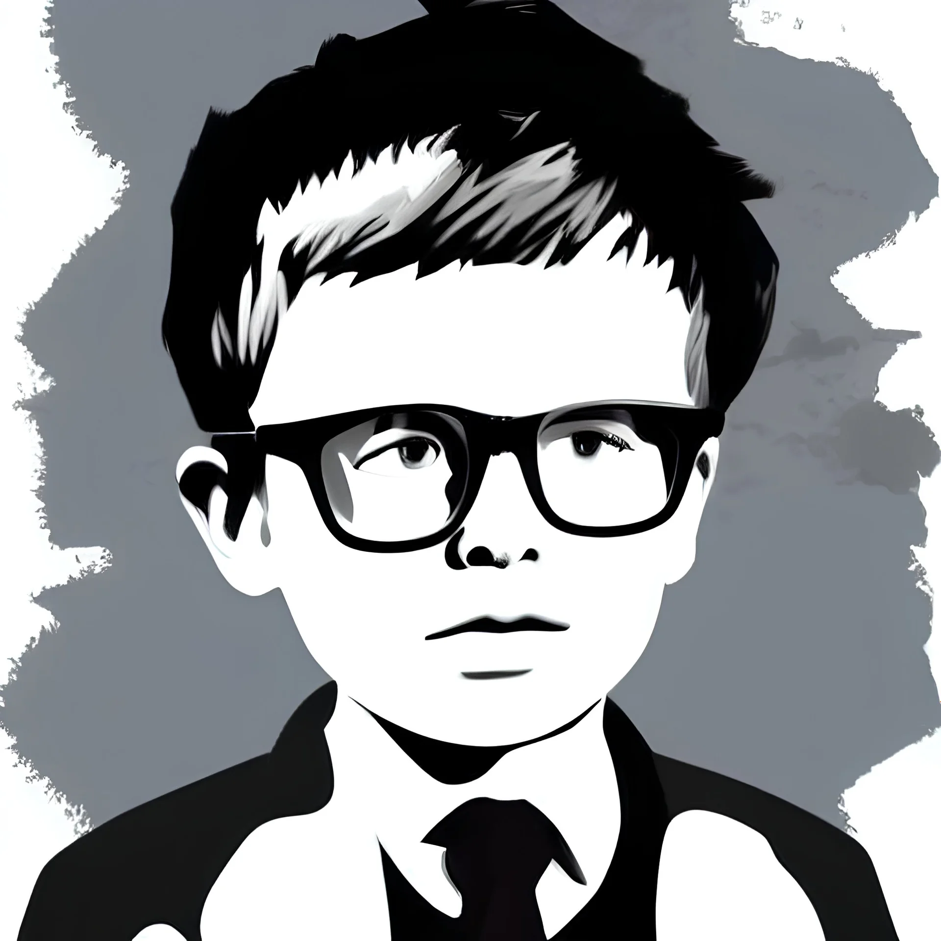 A boy that wears a black coat and glasses, vector art