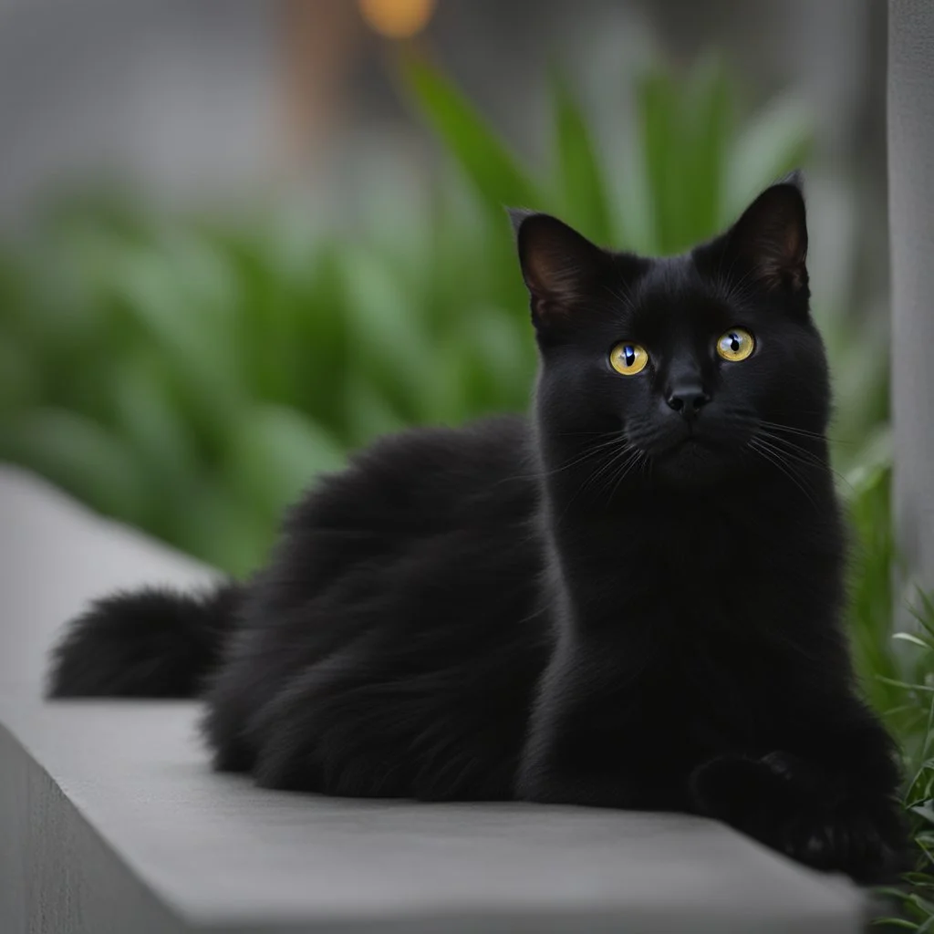 Um gato preto peludo, canon eos lens