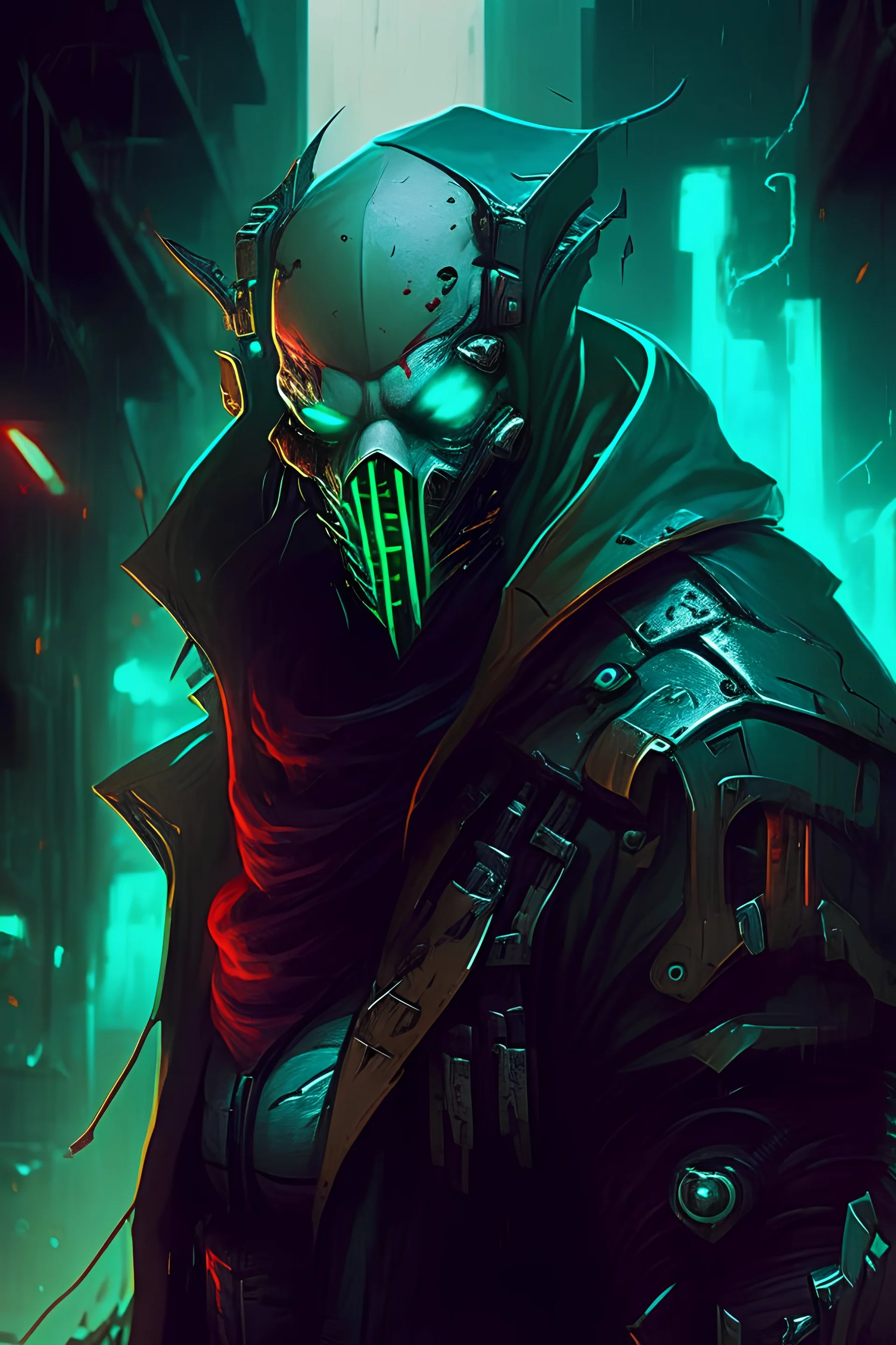 Pyke from league of legends in cyberpunk style