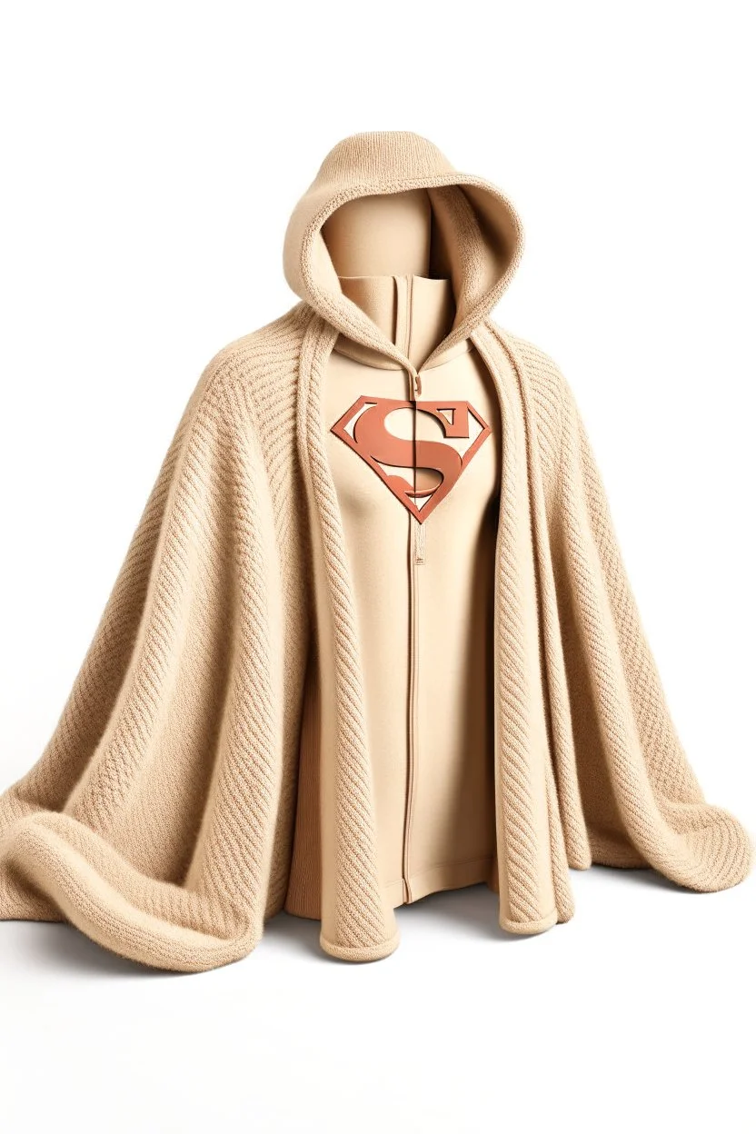 Superman's balenciaga Winter outfits elegante beige tones with dual color on a white background, product catalog photography, soft spot lighting, depth of field, 4k –ar 3:5 –q 2