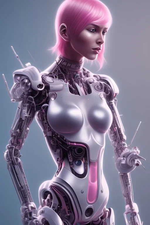 cyborg, pink hair,seven