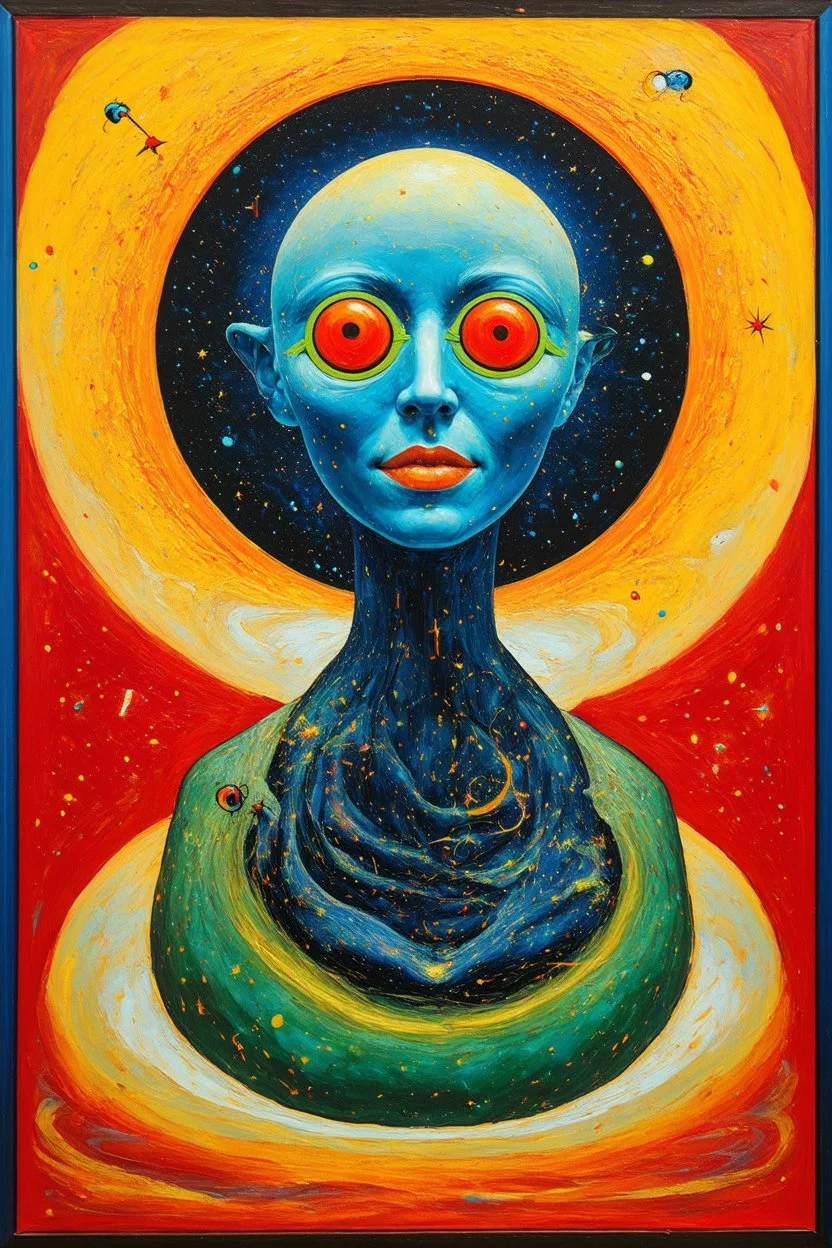 At the Center of Every Person Lies the Hidden Spark of the Divine ; a surreal mashup inspired by Max Ernst, René Magritte, and Joan Miró