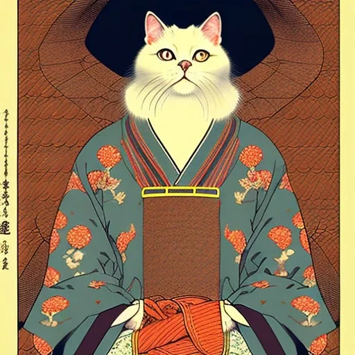 Ukiyo-e Style ,cats, with full details, full HD