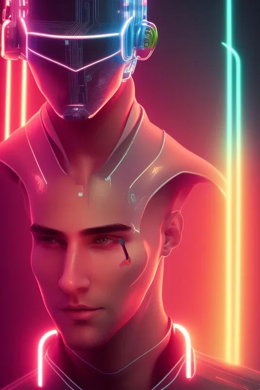 cyberpunk, head, men, portrai, tron