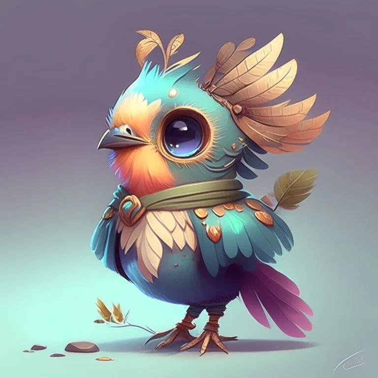 cute character design of a fantasy bird