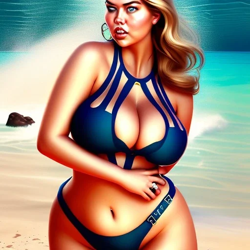 fullbody portrait of voluptuous young Kate Upton in swinsuit smiling Diego Velázquez style