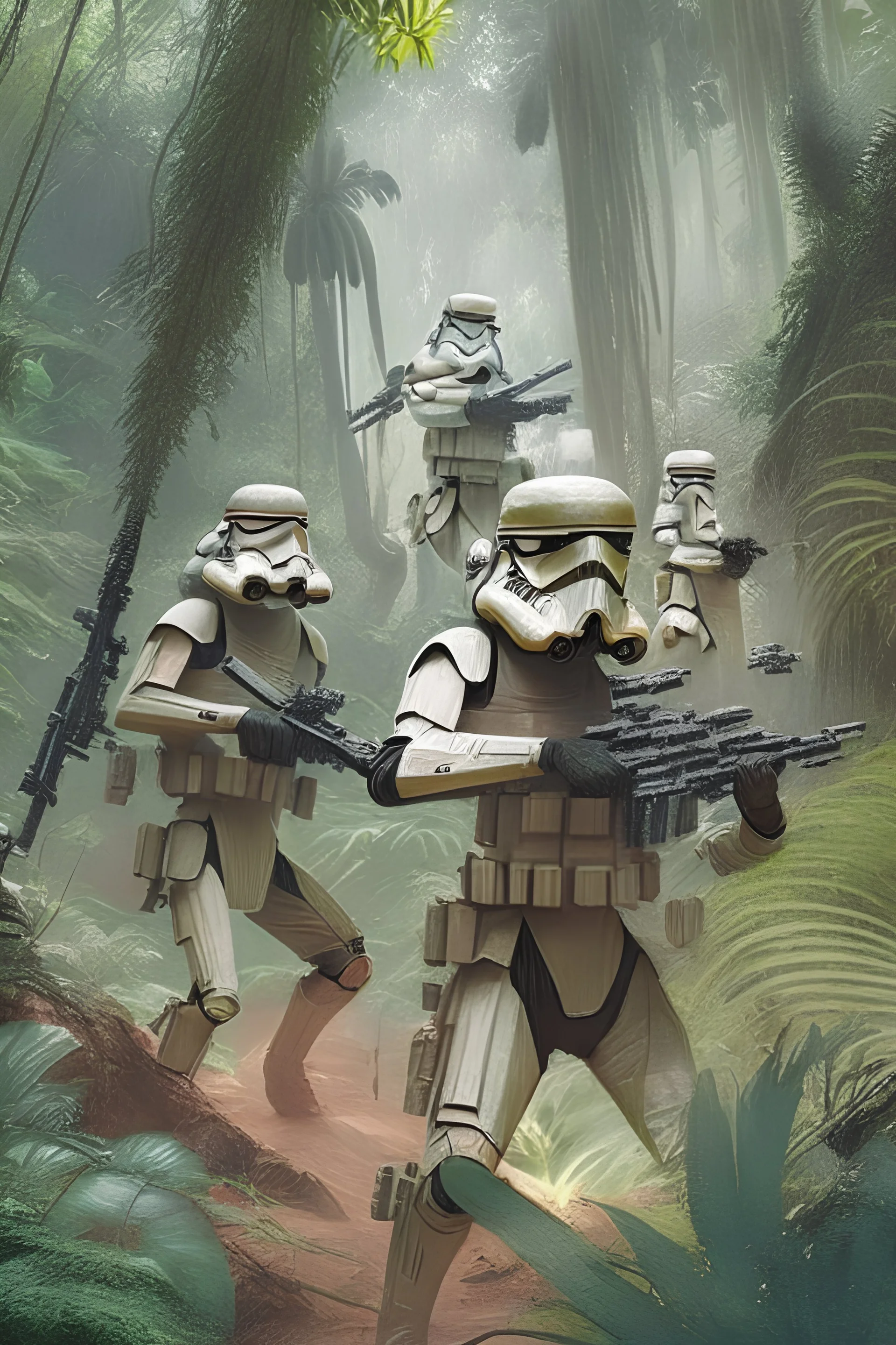 star wars imperial army fighting in the jungle