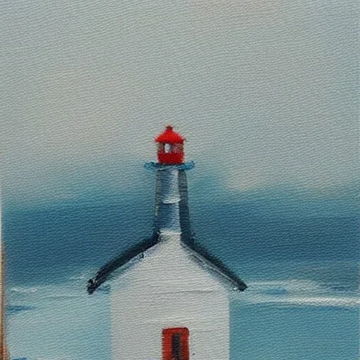 tiny oil painting of tiny lighthouse, plain white background, solid white background, tiny white canvas, tiny white frame, plain white wall, melancholy, tender, moody, vintage, delicate arrangement, beautiful composition, etsy, aesthetic layout, plain solid white background