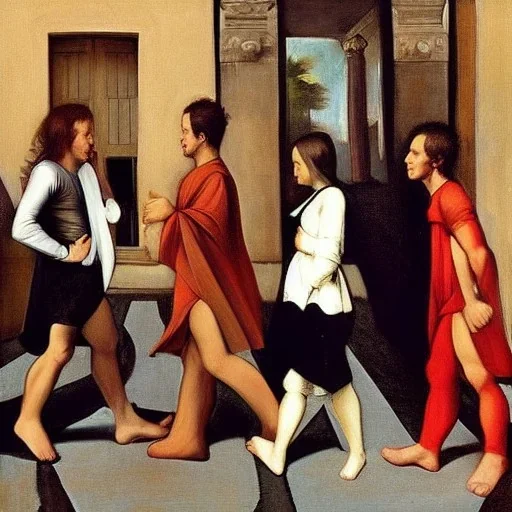 abbey road cover in caravaggio style