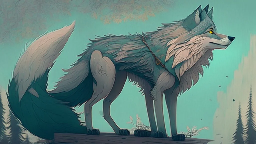 ghibli style, wolf