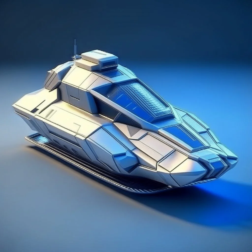 lowpoly shiny metallic spaceship snowmobile