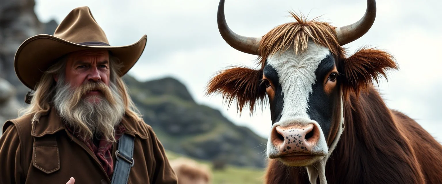 Gandalf as a cowboy, Gimli as a cow