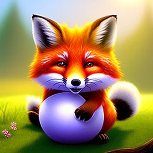 cute little Fox with big, round He lives in a purple nest in the forest and loves to go out and greet the animals he meets along the way. curious and helpful