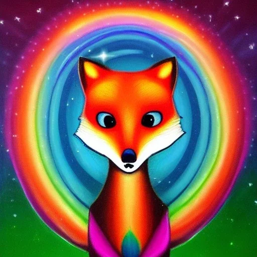 A magical spiritual rainbow fox