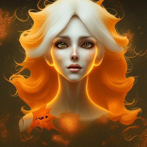 fantasy setting, woman, orange and white hair, wavy hair, freckles, ranger, more orange hair, more white hair