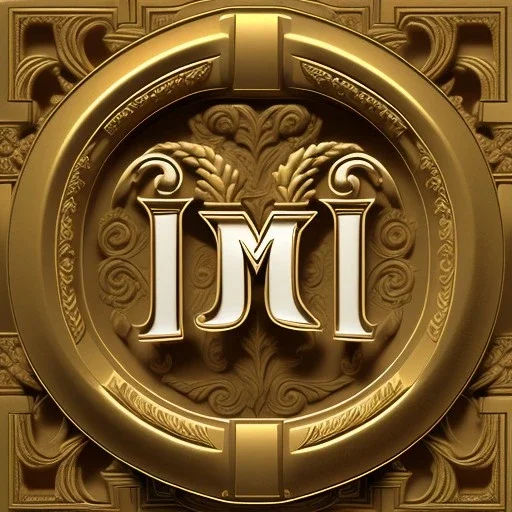 letter M, laurel wreath, roman style