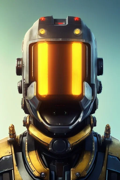 a beautiful full frame portrait digital painting of futuristic bananapunk robot, wide angle view, close-up, macro lens, centered camera, titanium accents, intricate details, small minutiae, tiny features, particulars, colorful, 8k, least ambient occlusion, volumetric lighting, volumetric clouds