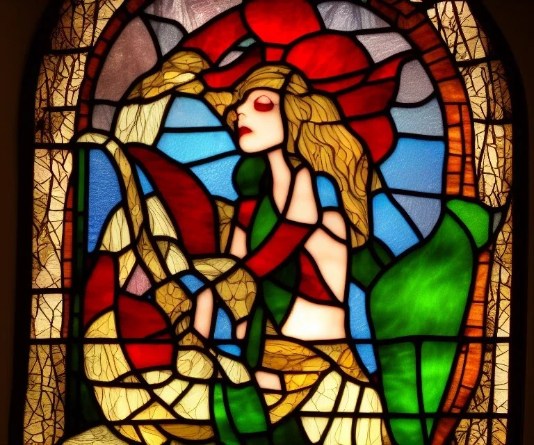 Midjourney, Stained glass fairy, global illumination