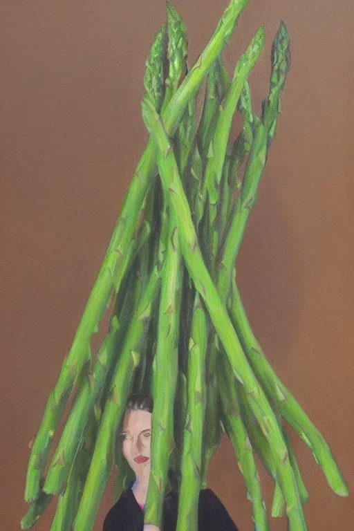 Full body portrait, painting, medium shot lady volumetric asparagus