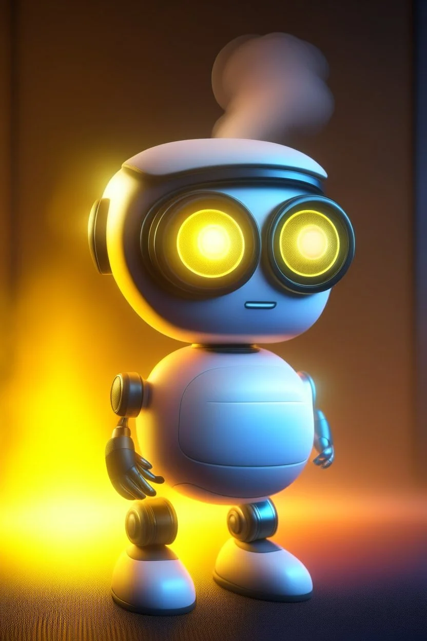 cute adorable hypnotic chat robot, its such a perfect day i am glad i spent it with you, motion blur, smoke, 8k, downlight, soft light, depth of field, photorealism, trending on art station, lotsa detail